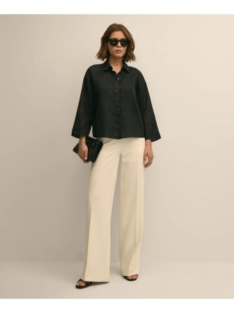 Brooks Brothers Linen Relaxed Bell-Sleeve Cropped Shirt