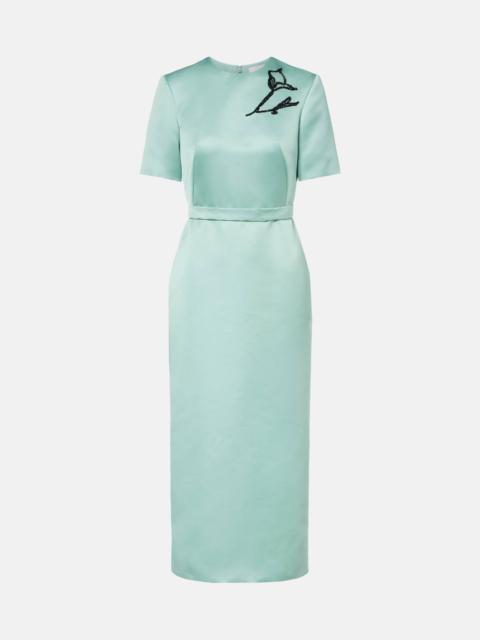Erdem Floral belted duchesse satin midi dress