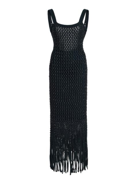 diotima Gala Embellished Cotton-Blend Maxi Dress green