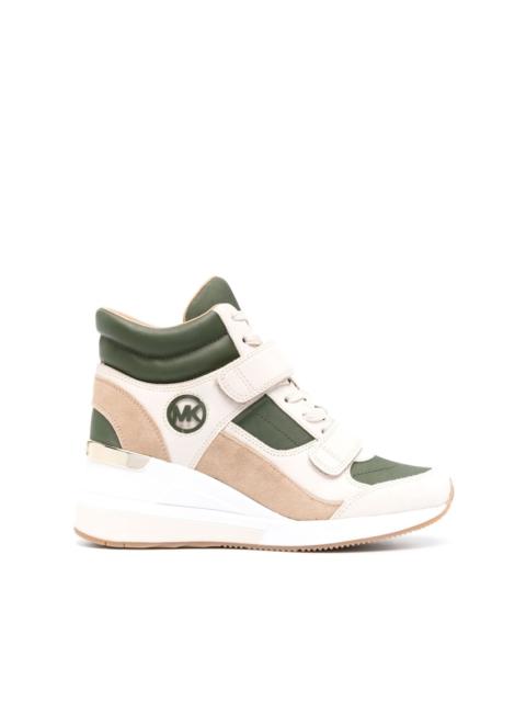 MICHAEL KORS Gentry high-top leather wedge sneakers