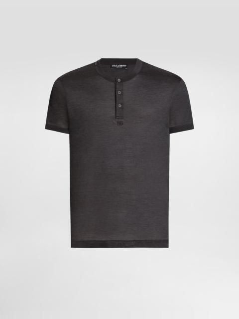 Dolce & Gabbana Serafino silk t-shirt with embroidery
