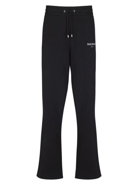 Balmain Men's Logo Script Sweatpants - Black White