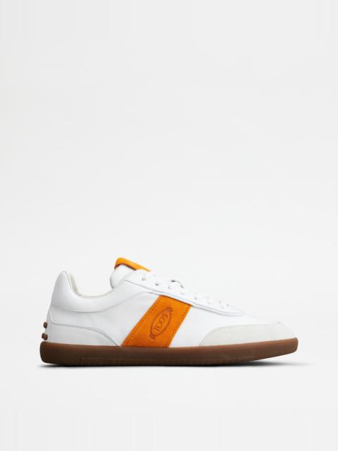 Tod's TOD'S TABS SNEAKERS IN SUEDE - WHITE, ORANGE