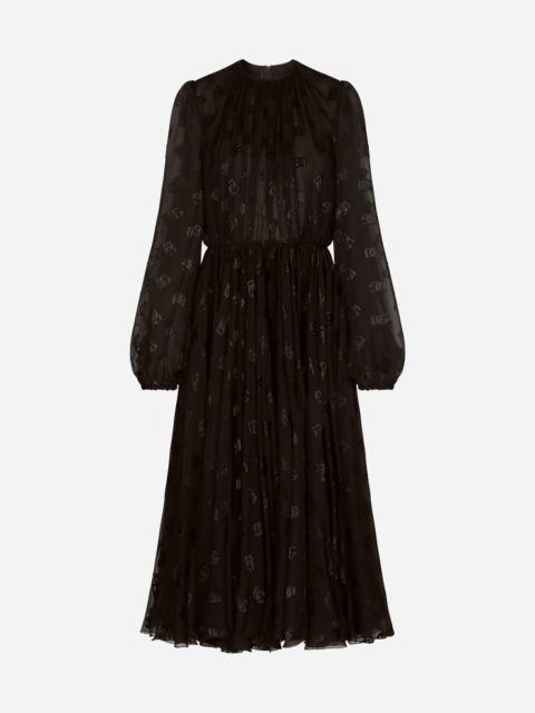 Dolce & Gabbana Devoré satin dress with all-over DG logo
