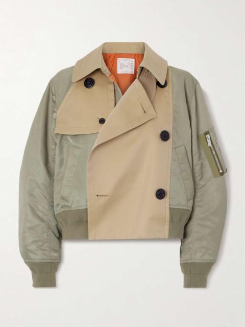 sacai Shell and cotton-blend gabardine jacket