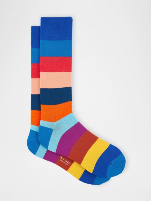 Paul Smith Men's Jonathan Bold Stripe Crew Socks