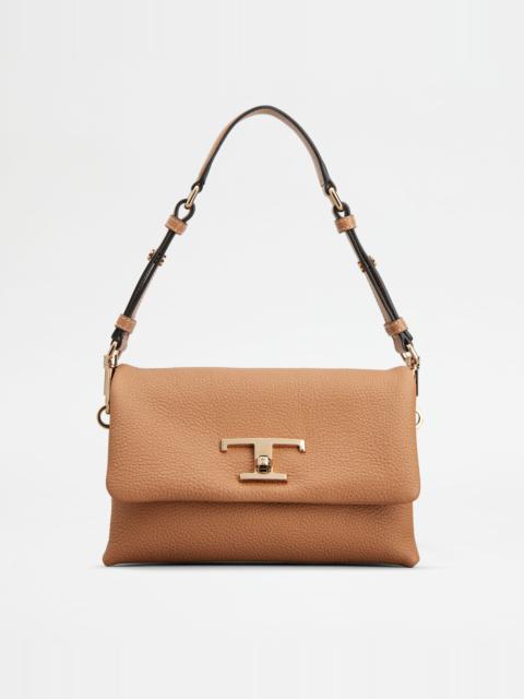 Tod's T TIMELESS FLAP BAG IN LEATHER MINI - BROWN