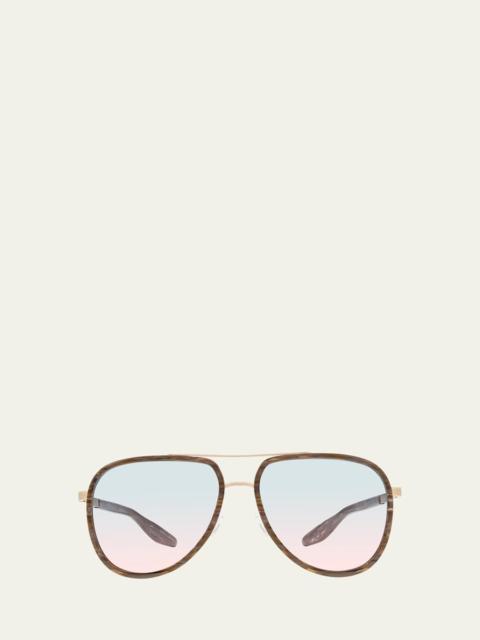 BARTON PERREIRA Men's Cani Zyl and Titanium Aviator Sunglasses