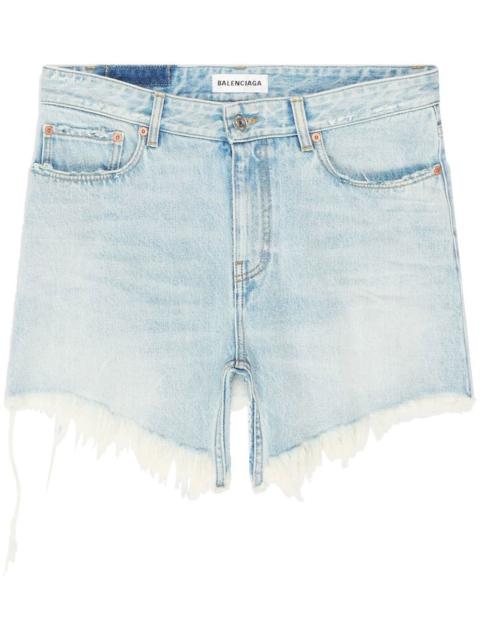 BALENCIAGA frayed-hem denim mini skirt