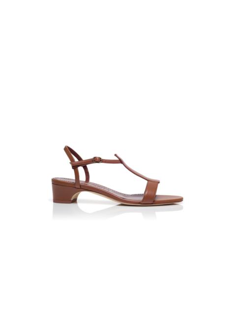 Manolo Blahnik Brown Calf Leather Slingback Sandals