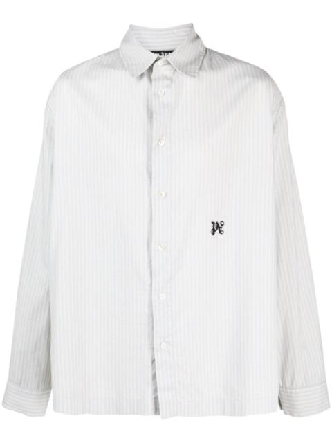 Palm Angels monogram-embroidered striped shirt