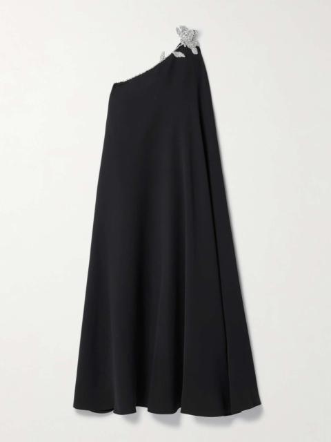 Valentino One-shoulder embellished silk-crepe tunic