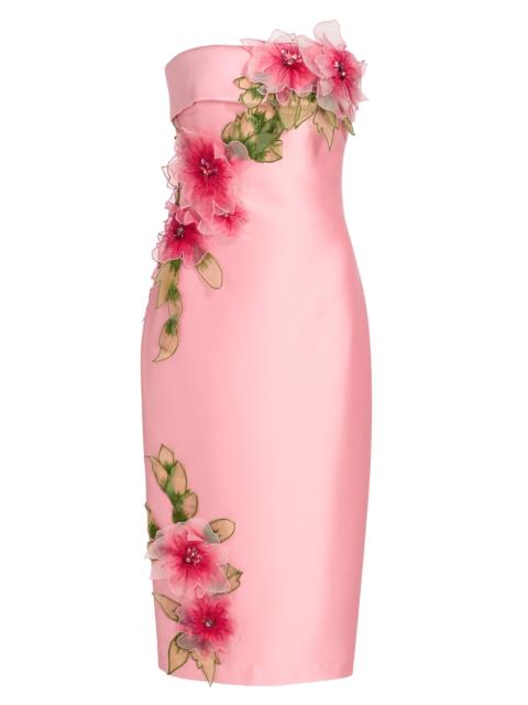 BADGLEY MISCHKA Women's Floral Appliqué Strapless Cocktail Dress - Peony