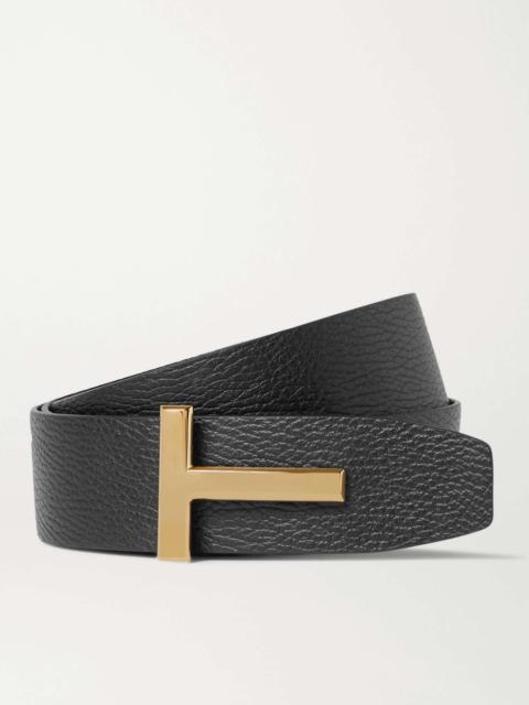 4cm Black and Dark-Brown Reversible Full-Grain Leather Belt