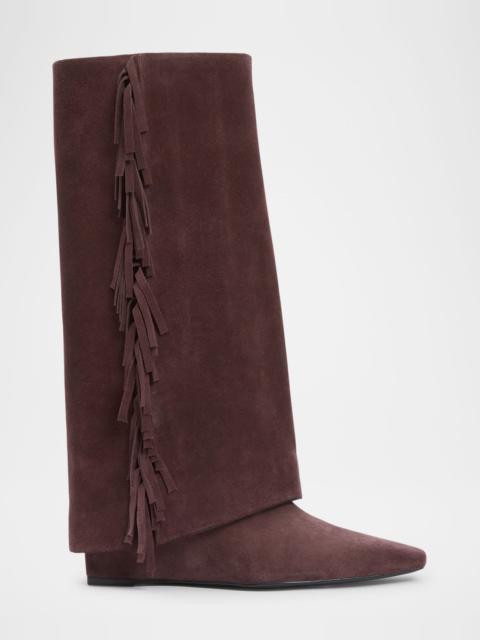 SIMKHAI Quinn Suede Fringe Knee Boots