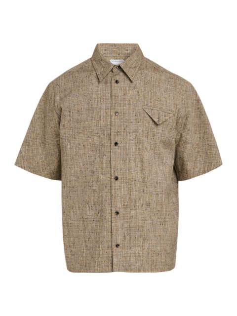 Bottega Veneta Men's Tweed Button-Front Shirt - Sahara Melange Multi
