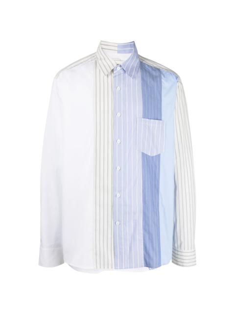 striped panelled shirt