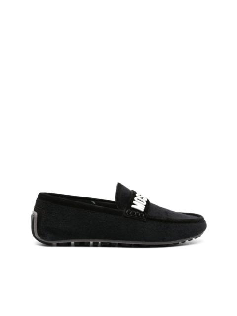 Moschino logo-embossed short-pile loafers