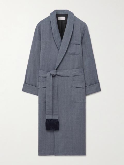 Derek Rose Lincoln 11 Belted Herringbone Wool Robe