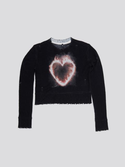 R13 BURNING HEART BABY CREWNECK - BLACK