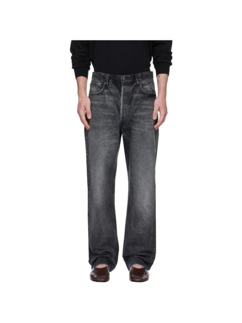 Black Selvedge Faded Heavy Denim Wide Jeans