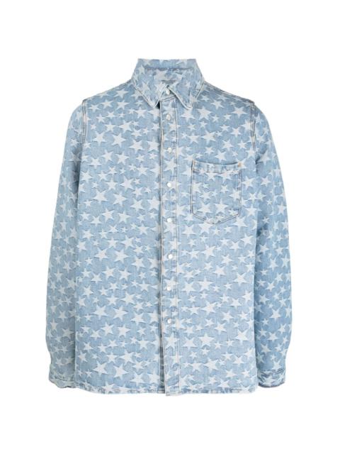 ERL star-pattern cotton denim shirt
