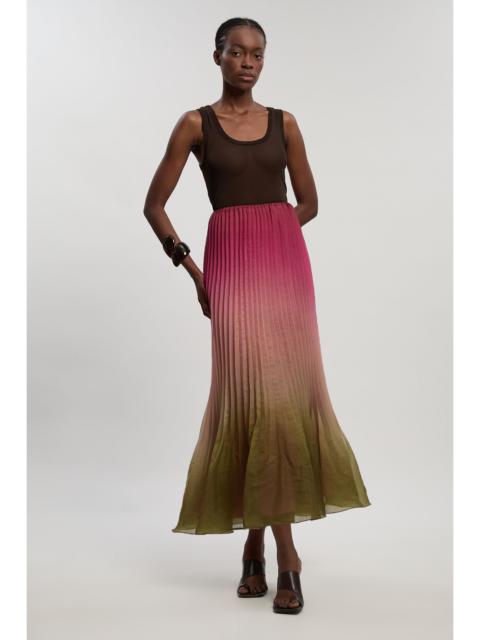 KAREN MILLEN Pleated Slub Organdie Woven Maxi Skirt