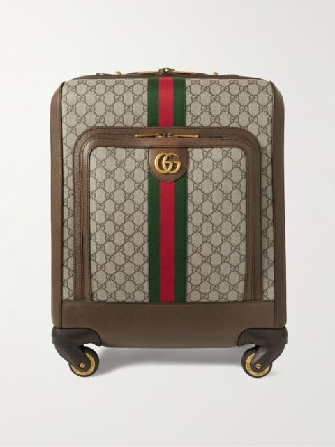 GUCCI Savoy Leather-Trimmed Printed Coated-Canvas Suitcase Beige