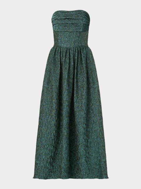 Shoshanna Lilla Strapless Metallic Jacquard Maxi Dress
