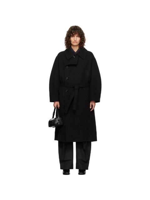 Lemaire Black Asymmetrical Bathrobe Coat