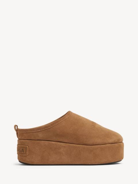 BALENCIAGA Women's Alaska Soft Platform Mule in Brown/white