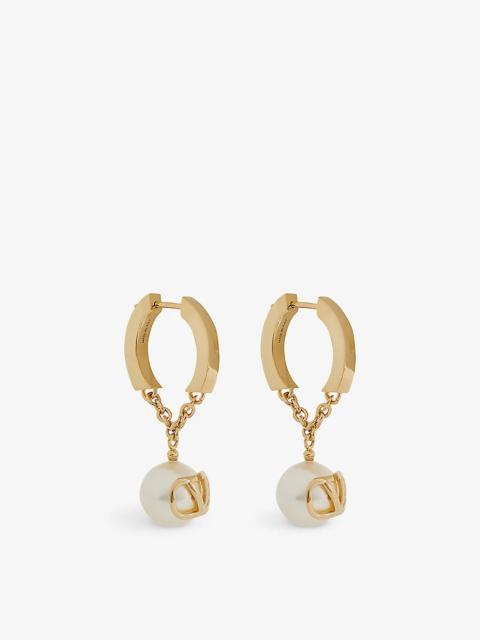 VLOGO brass and pearl earrings