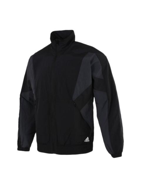 Men's adidas Sports Running Fitness Training Windproof Breathable Jacket Black HE0587