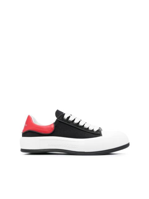 panelled lace-up trainers
