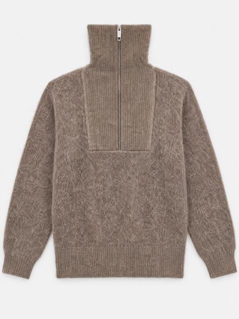 The Kooples BROWN MOHAIR-BLEND SWEATER WITH A TRUCKER COLLAR