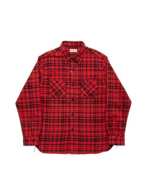 SUGAR CANE Twill Check L/S Work Shirt - Red