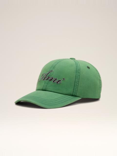 AMI Paris GREEN COTTON CAP WITH AMI PARIS EMBOIRERY