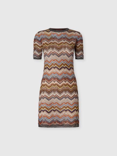 Missoni Zig zag mini dress in lamé viscose