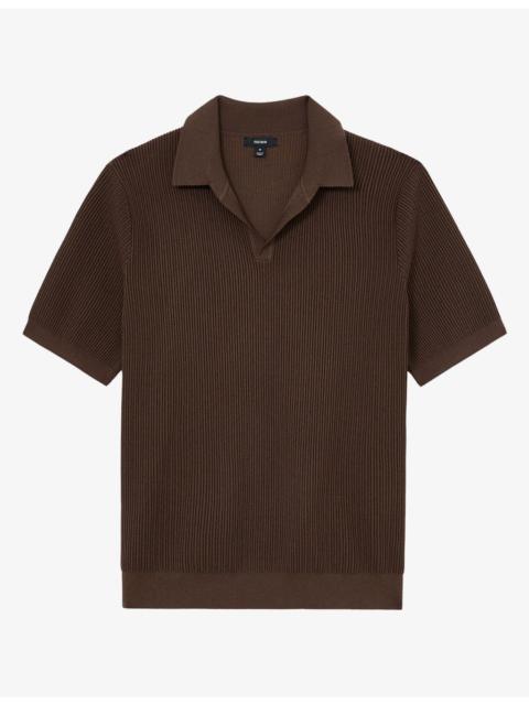 REISS Sailor Ribbed Open-Collar Stretch-Knit Polo