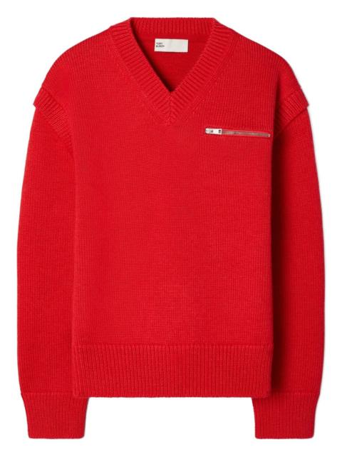 TORY BURCH zip v-neck sweater