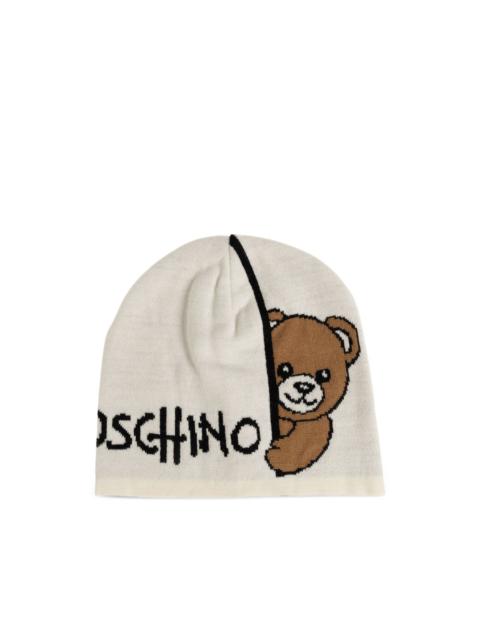 Moschino Teddy Bear logo-intarsia beanie hat