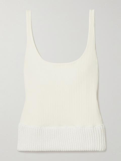 16ARLINGTON Keo Cotton-trimmed Ribbed Stretch-jersey Tank