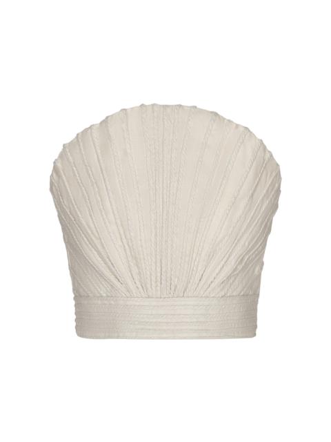 Copa Cabana Embroidered Linen Top ivory