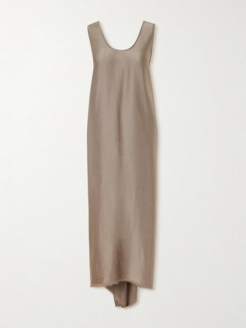 FFORME Signy Gathered Frayed Satin Midi Dress