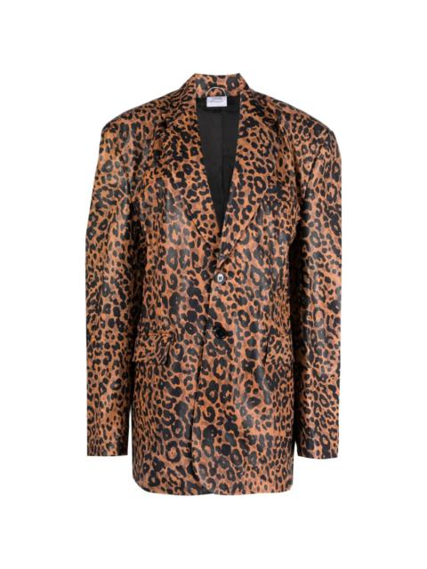 leopard-print leather blazer