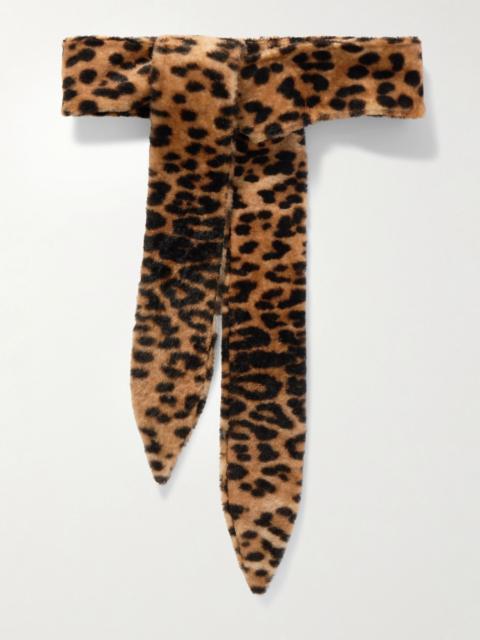 NOUR HAMMOUR Sash leopard-print shearling belt Leopard print