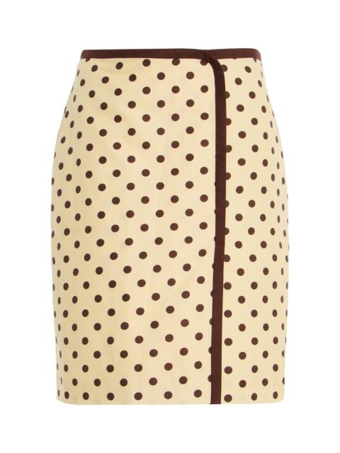 POSSE Bowie Polka-Dot Linen-Cotton Midi Skirt yellow