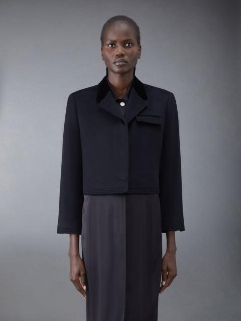 Thom Browne Zibeline Coat Weight Cashmere Velvet Collar Cropped Chesterfield Coat