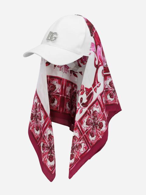 Dolce & Gabbana Baseball cap with Majolica-print scarf
