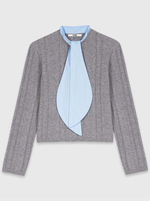 maje Removable poplin collar sweater